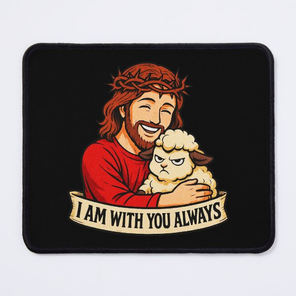 Item preview, Matthew 28:20 I am with you always Jesus Hugging Grumpy Sheep designed and sold by plushism.