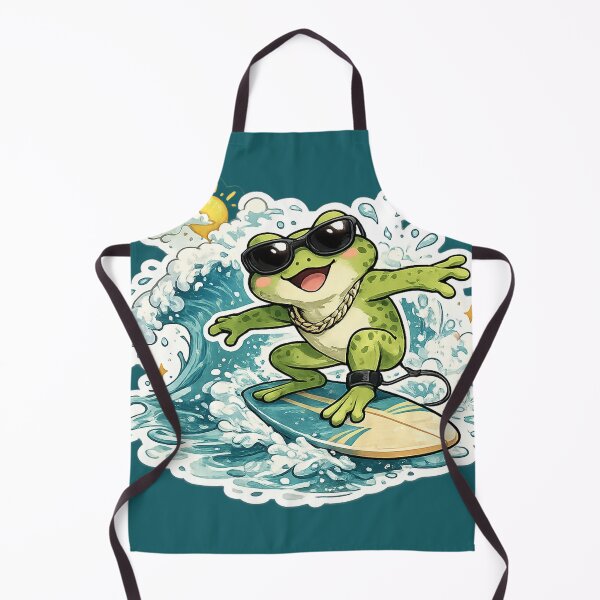 Item preview, surfing frog sticker, cool frog surfer with sunglasses, summer surf frog design, beach frog illustration, cute surfing animal designed and sold by DrizzyV.