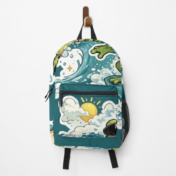 Item preview, surfing frog sticker, cool frog surfer with sunglasses, summer surf frog design, beach frog illustration, cute surfing animal designed and sold by DrizzyV.