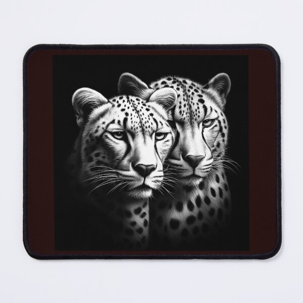 Item preview, Cheetah Duo Black and White Wildlife Portrait designed and sold by inkoutninja.
