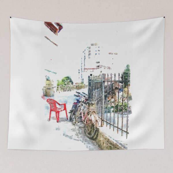 Item preview, Albania: red chair with bicycles in Fier designed and sold by Giuseppe Cocco.