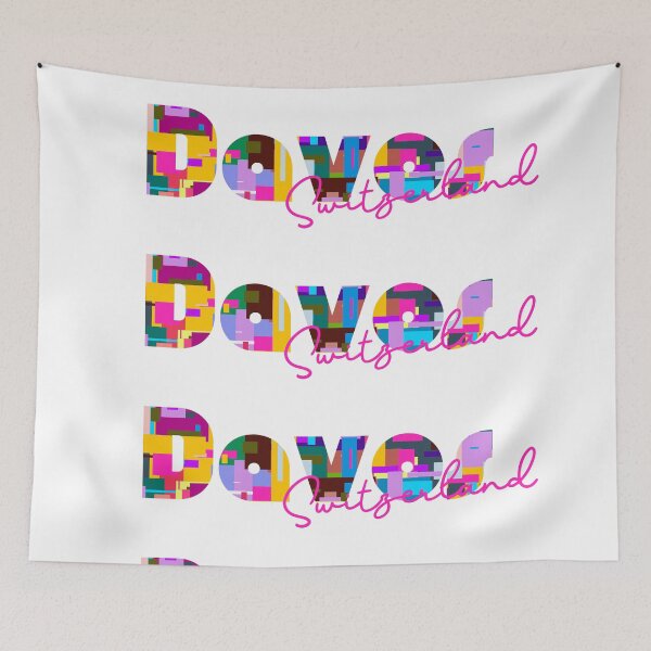 Item preview, Davos, Switzerland, Vibrant Abstract City Typography Art designed and sold by Wanderful-roads.