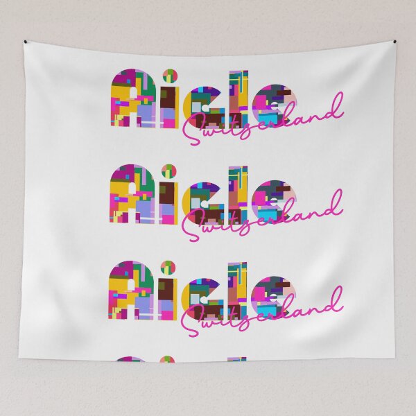 Item preview, Aigle, Switzerland, Vibrant Abstract City Typography Art designed and sold by Wanderful-roads.