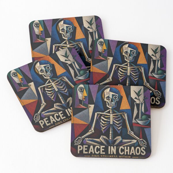 Item preview, Peace in Chaos – Abstract Skeleton Meditation Art designed and sold by IdentityThread.