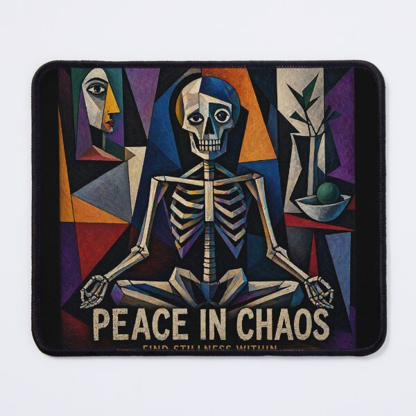 Item preview, Peace in Chaos – Abstract Skeleton Meditation Art designed and sold by IdentityThread.
