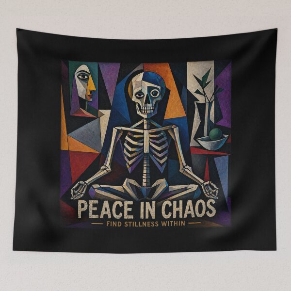 Item preview, Peace in Chaos – Abstract Skeleton Meditation Art designed and sold by IdentityThread.