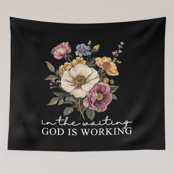 Item preview, In The Waiting God Is Working, Vintage Floral Christian, Wildflower Bible Verse Top designed and sold by Jeffasmooren.