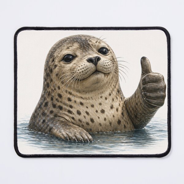 Item preview, Seal of Approval Funny Seal Thumbs Up Cute Realistic Seal Illustration Animal Meme designed and sold by Refinedpaws.