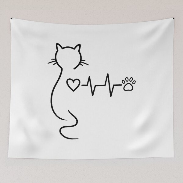 Item preview, Cat Heartbeat EKG Paw Print Minimalist designed and sold by OlyvieArt.