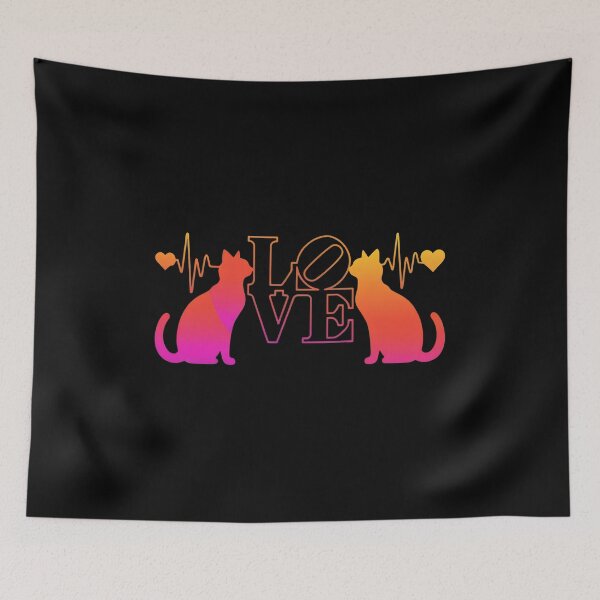 Item preview, LOVE Cat Silhouette Heartbeat T-Shirt designed and sold by OlyvieArt.