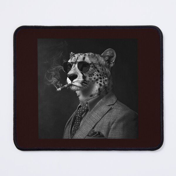 Item preview, Cool Cheetah in Suit Black and White Noir Portrait designed and sold by inkoutninja.