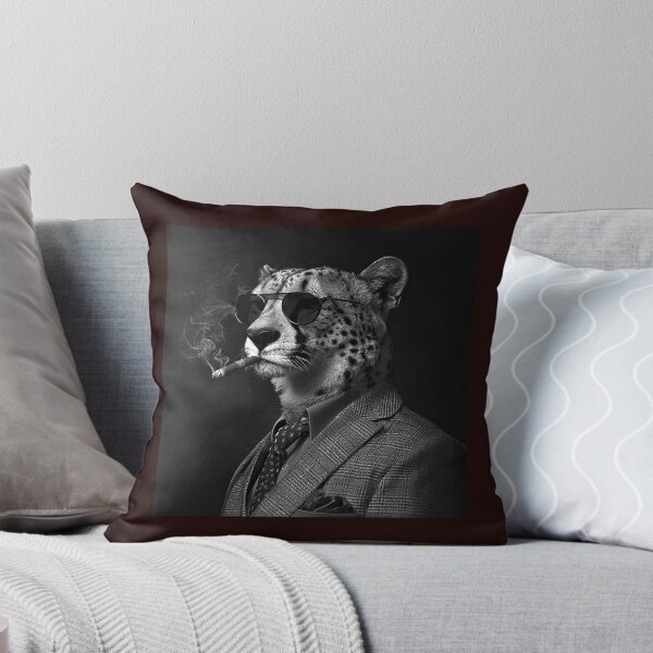 Item preview, Cool Cheetah in Suit Black and White Noir Portrait designed and sold by inkoutninja.