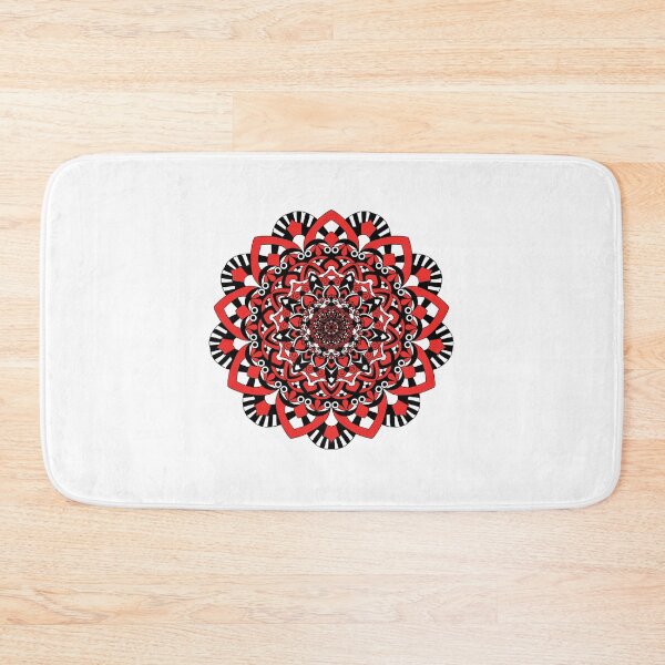 Item preview, Black and red floral mandala pattern designed and sold by ChaReePat.