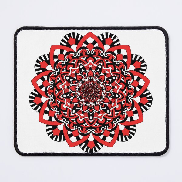 Item preview, Black and red floral mandala pattern designed and sold by ChaReePat.