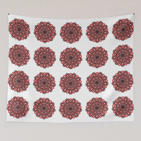 Item preview, Black and red floral mandala pattern designed and sold by ChaReePat.