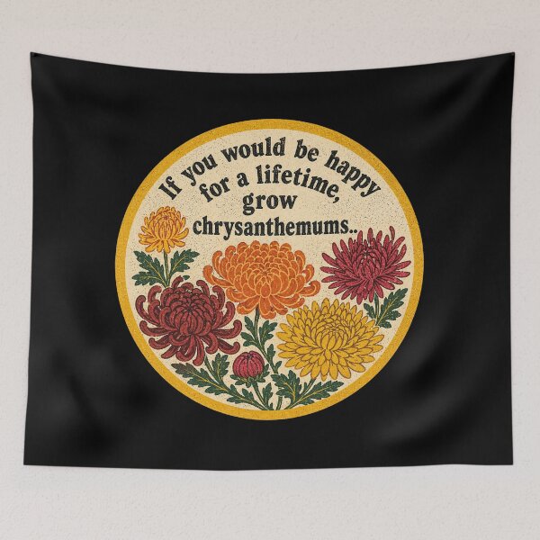 Item preview, Vintage Chrysanthemum Garden: Lifetime of Happiness Botanical Art designed and sold by Jennifer Chiera.