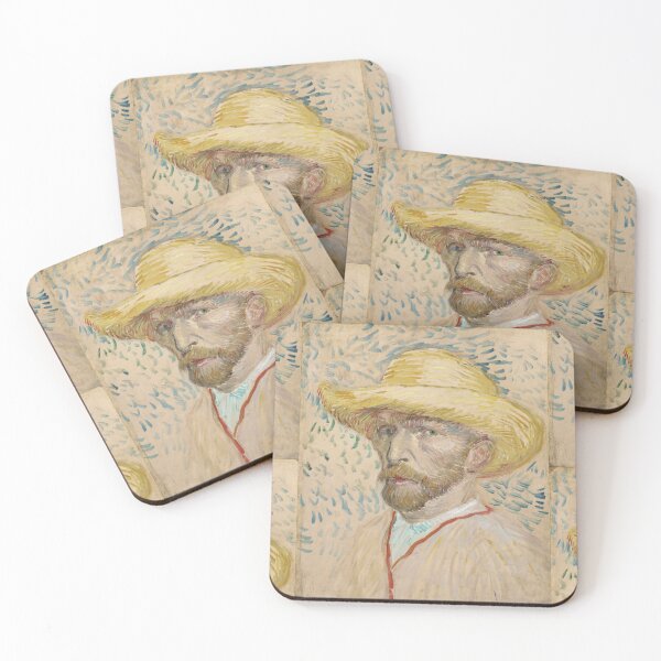 Item preview, Self Portrait With Straw Hat by Vincent van Gogh: Post Impressionist Art Print designed and sold by artofuniverse.