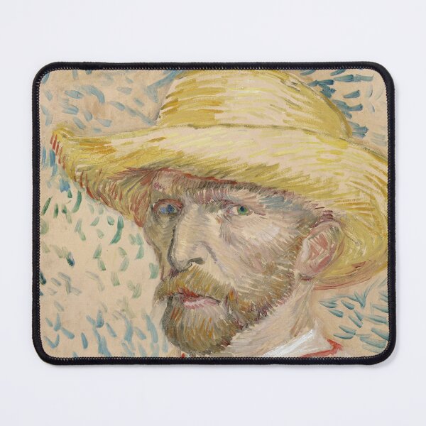 Item preview, Self Portrait With Straw Hat by Vincent van Gogh: Post Impressionist Art Print designed and sold by artofuniverse.