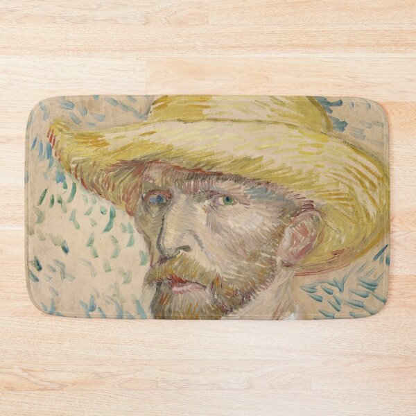Item preview, Self Portrait With Straw Hat by Vincent van Gogh: Post Impressionist Art Print designed and sold by artofuniverse.