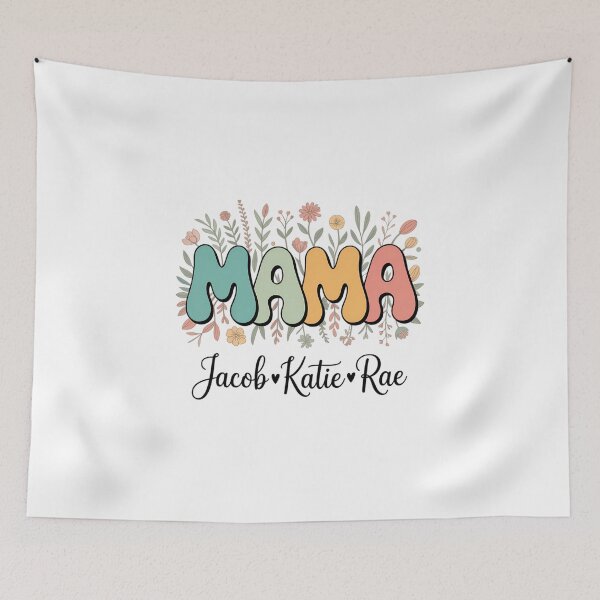 Item preview, Mama With Kids Names, Personalized Mama Pressed Wildflowers Custom Mother's Day designed and sold by IdunayaStore.