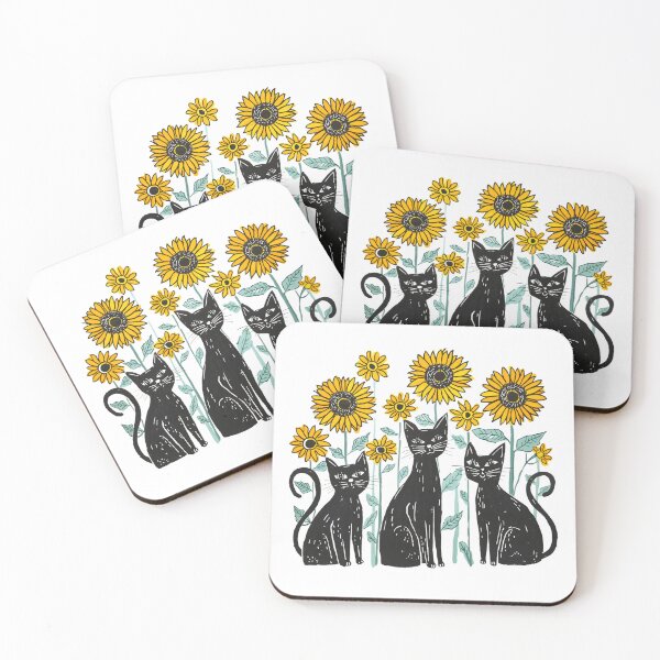 Item preview, Black cats with sunflowers designed and sold by uunaa.