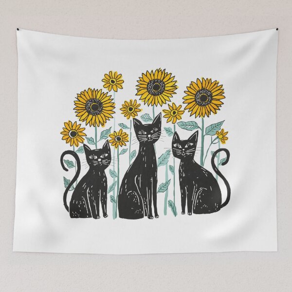 Item preview, Black cats with sunflowers designed and sold by uunaa.