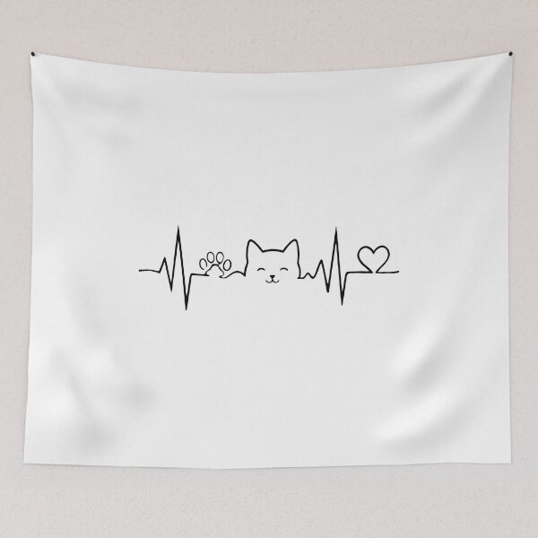 Item preview, Cat Heartbeat EKG Paw Print Line Art Tee designed and sold by OlyvieArt.