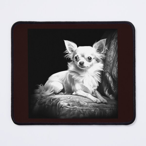 Item preview, Long Haired Chihuahua Black and White Elegant Dog Portrait designed and sold by inkoutninja.
