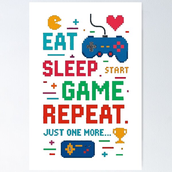 Item preview, Eat Sleep Game Repeat Retro Pixel Art Gaming Design designed and sold by SajolCanva.