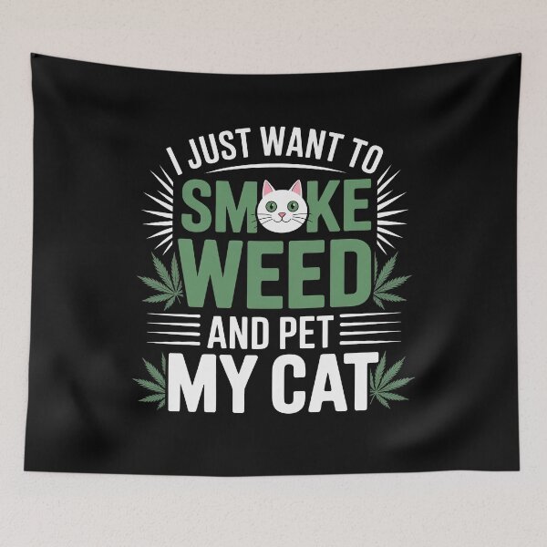 Item preview, Smoke Weed And Pet My Cat Funny Stoner Cat Humor designed and sold by Say It With Ink.