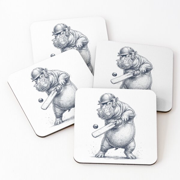 Item preview, Vintage Hippo Playing Cricket Player Animal Lover designed and sold by DoodleTortle.