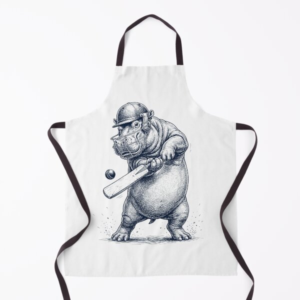 Item preview, Vintage Hippo Playing Cricket Player Animal Lover designed and sold by DoodleTortle.