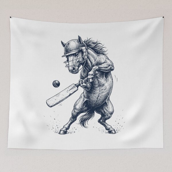 Item preview, Vintage Horse Playing Cricket Player Animal Lover designed and sold by DoodleTortle.