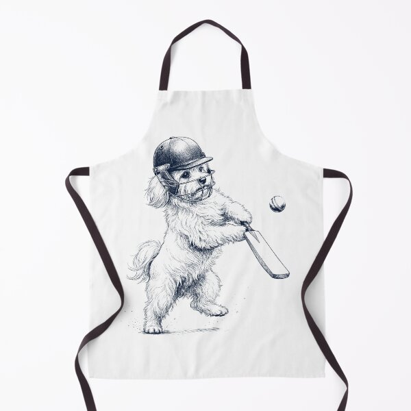 Aperçu de l'œuvre Bichon maltais vintage jouant au cricket, amoureux des chiens créée et vendue par DoodleTortle.