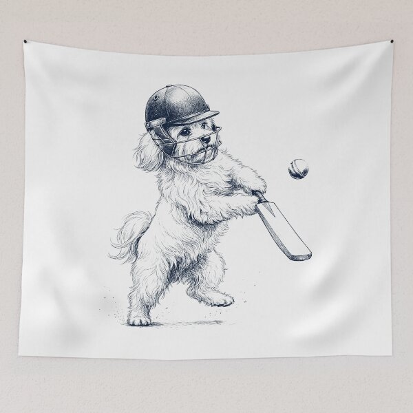 Item preview, Vintage Maltese Playing Cricket Player Dog Lover designed and sold by DoodleTortle.