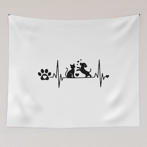 Item preview, Cat Dog Heartbeat EKG Paw Print Love designed and sold by OlyvieArt.
