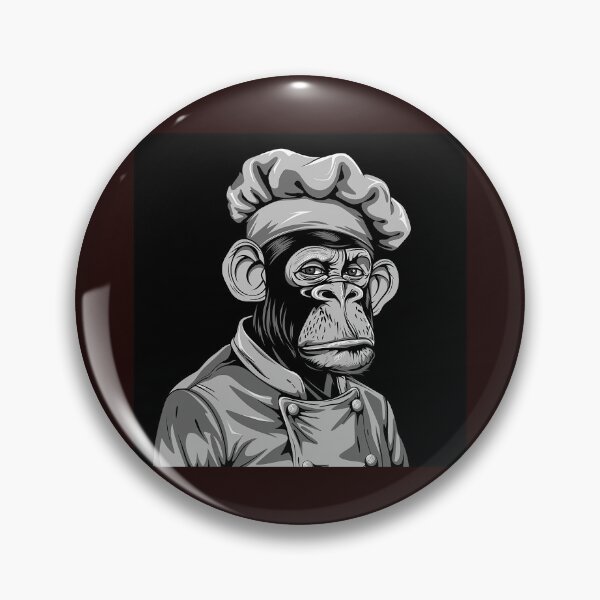 Item preview, Chimpanzee Chef Black and White Cartoon Portrait designed and sold by inkoutninja.