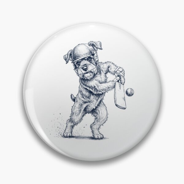 Item preview, Vintage Miniature Schnauzer Playing Cricket Player Dog Lover designed and sold by DoodleTortle.