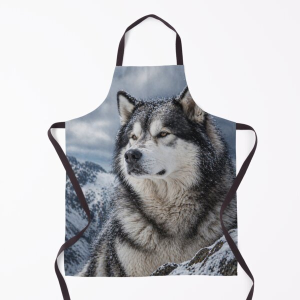 Item preview, Majestic Alaskan Malamute in Snow Mountains – Powerful Wolf-Like Dog Portrait designed and sold by Inkmatic Studio.