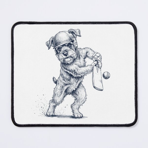Item preview, Vintage Miniature Schnauzer Playing Cricket Player Dog Lover designed and sold by DoodleTortle.