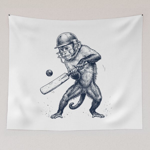 Item preview, Vintage Monkey Playing Cricket Player Animal Lover designed and sold by DoodleTortle.