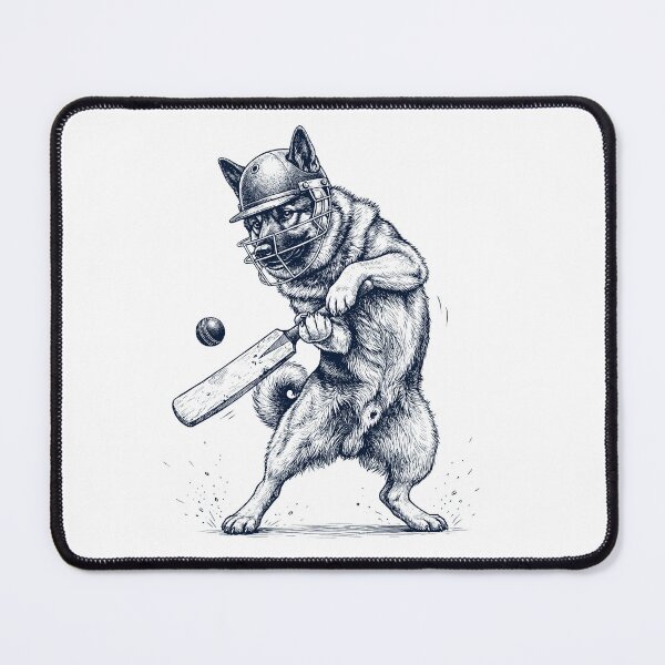 Item preview, Vintage Norwegian Elkhound Playing Cricket Player Dog Lover designed and sold by DoodleTortle.