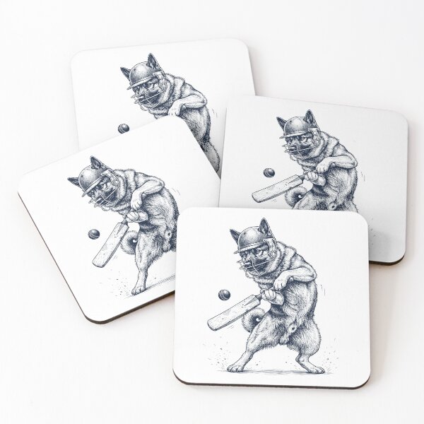 Item preview, Vintage Norwegian Elkhound Playing Cricket Player Dog Lover designed and sold by DoodleTortle.
