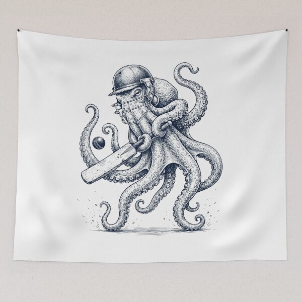 Item preview, Vintage Octopus Playing Cricket Player Animal Lover designed and sold by DoodleTortle.