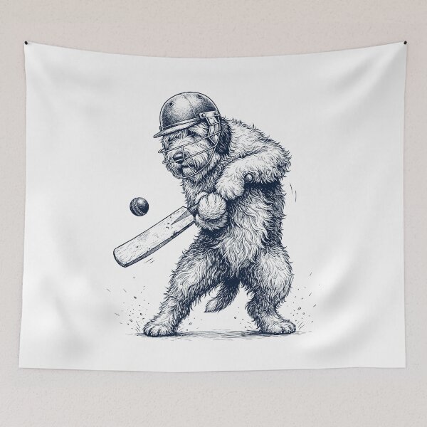 Item preview, Vintage Old English Sheepdog Playing Cricket Player Dog Lover designed and sold by DoodleTortle.