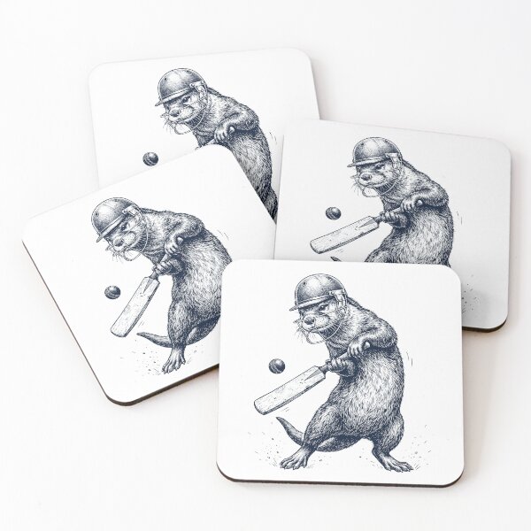 Artikelvorschau, Vintage-Otter beim Cricketspielen – Tierliebhaber entworfen und verkauft von DoodleTortle.