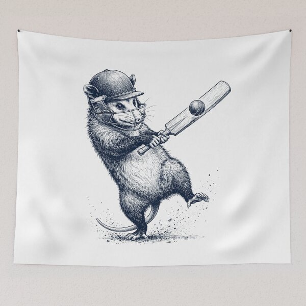 Item preview, Vintage Opossum Playing Cricket Player Animal Lover designed and sold by DoodleTortle.