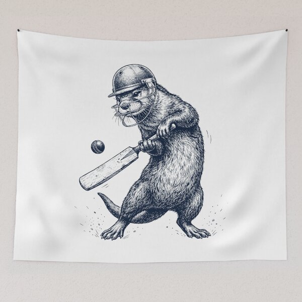 Item preview, Vintage Otter Playing Cricket Player Animal Lover designed and sold by DoodleTortle.