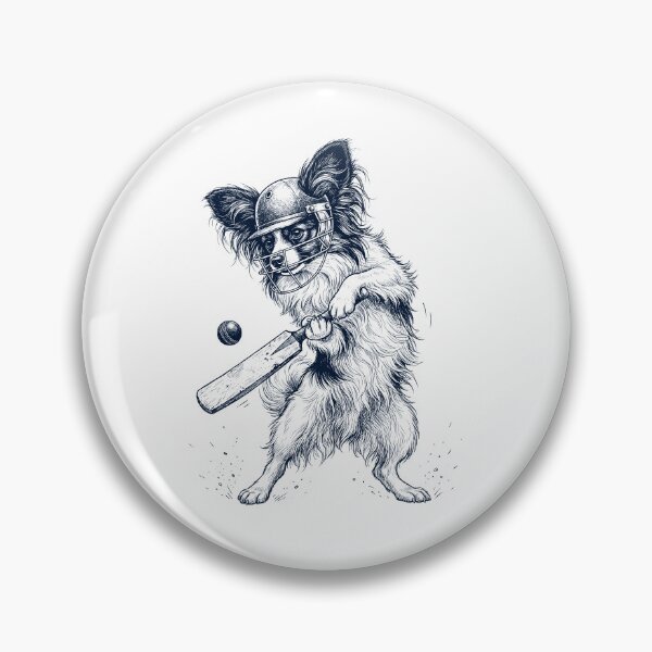 Item preview, Vintage Papillon Playing Cricket Player Dog Lover designed and sold by DoodleTortle.