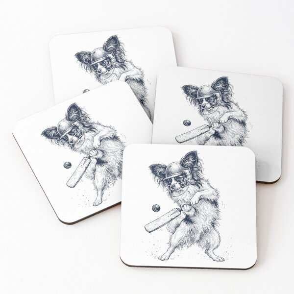 Item preview, Vintage Papillon Playing Cricket Player Dog Lover designed and sold by DoodleTortle.